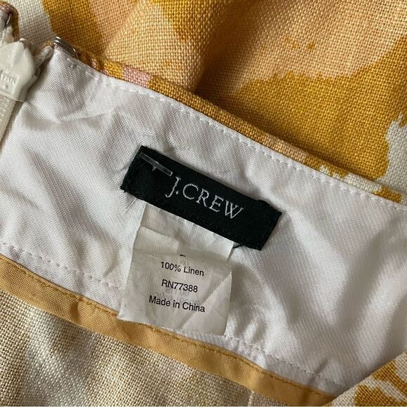J. Crew Ochre Ikat Linen Print Pencil Skirt Size 2 - Picture 12 of 12